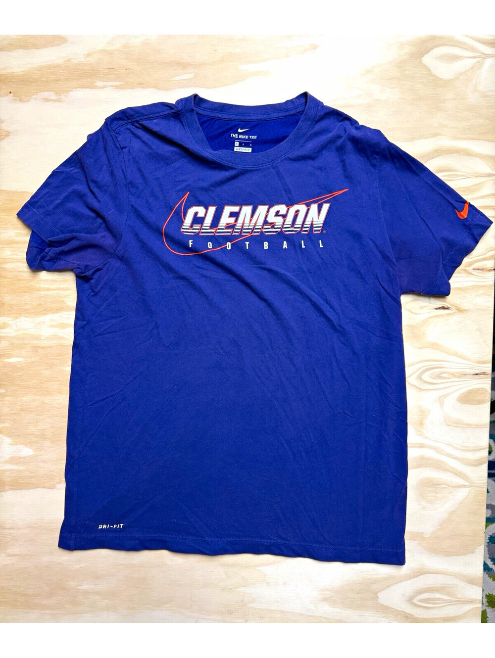 Nike Clemson Tigers Football Dri-FIT Purple T-Shirt Shirt Size L